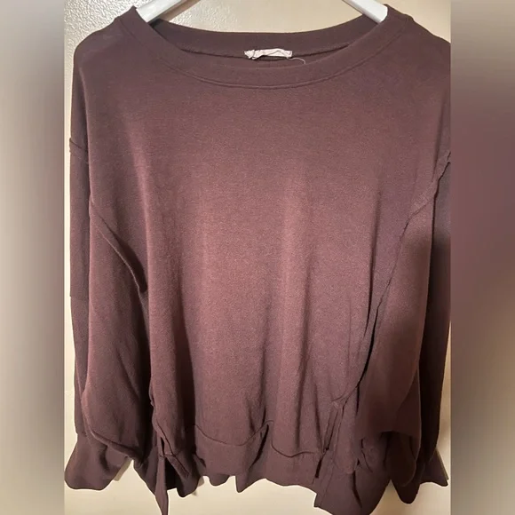 Jolie Chocolate Brown oversized pullover Sweatshirt relaxed large - Picture 4 of 6